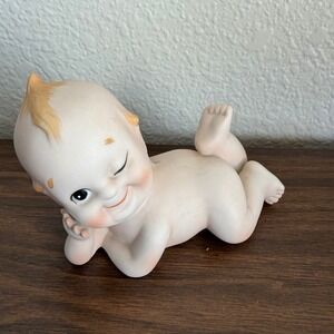 Vintage Lefton Kewpie Doll 228 Piano Baby Winking Bisque Hand Painted Figurine